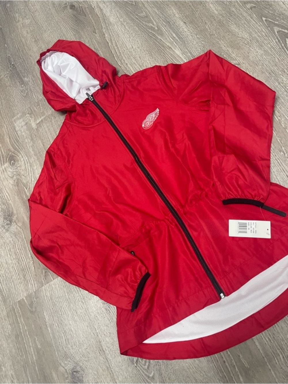 Detroit Res Wings  Hooded Windbreaker Jacket with White Lining